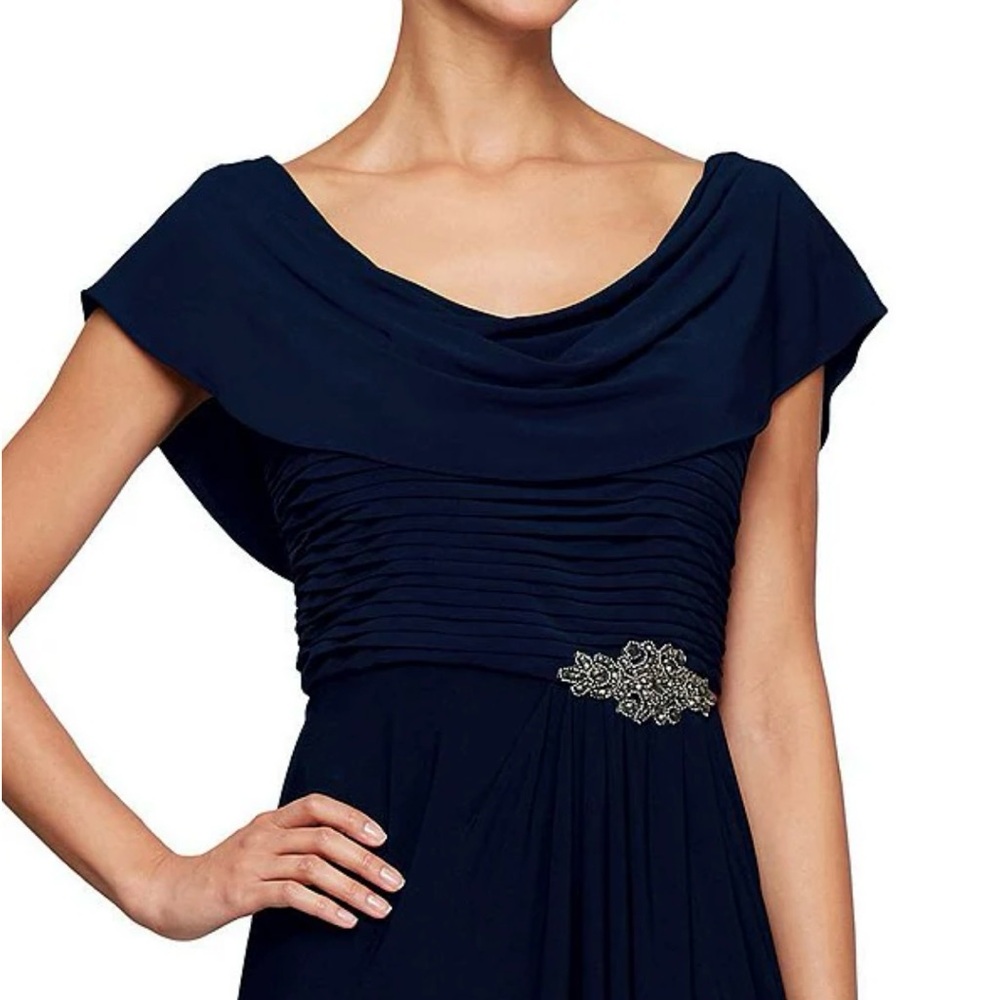 Alex Evenings Cowl Neck Beaded Waist Gown